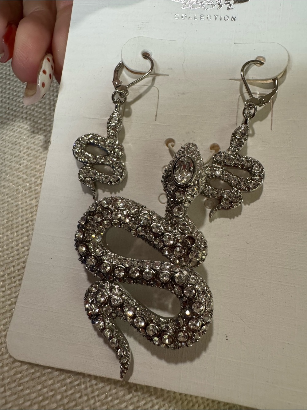 Moon Collection Silver Crystal Snake Pendant Necklace & Earring Set - Picture 3 of 3